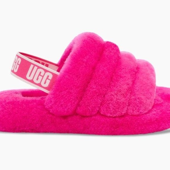 UGG Girls Fluff Yeah Slide Size 4 Pink EUC - Picture 2 of 15
